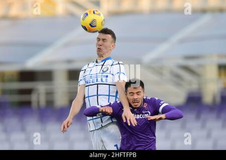 LaPresse - Jennifer Lorenzini 13. Januar 2021 Firenza (Italien) Sport Soccer Fiorentina - Inter Italian Football Cup 2020/2021 - achte Runde - "Artemio Franchi" Stadion im Bild: Perisic, Quarta Stockfoto