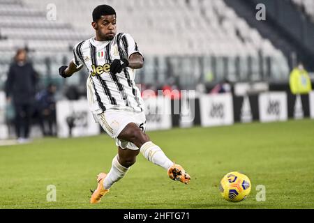 Marco Alpozzi/LaPresse 13. Januar 2021 Turin, Italien Sportfußball Juventus vs Sassuolo - Tim Cup 2020/2021 - Achtel bis Finale - Allianz Stadium auf dem Bild: Wesley (Juventus F.C.); Stockfoto