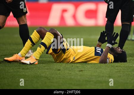 Massimo Paolone/LaPresse 17. Januar 2021 Reggio Emilia, Italien Sportfußball Sassuolo vs Parma - Italienische Fußball-Liga A Tim 2020/2021 - Mapei-Stadion im Bild: Gervino (Parma Calcio) ist verzweifelt Stockfoto