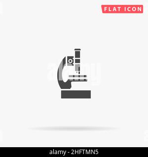 Symbol für flachen Vektor des Mikroskops. Handgezeichnete Design-Illustrationen. Stock Vektor
