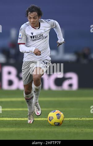 LaPresse - Fabio Ferrari 24. Januar 2021 Turin, Italien Sportfußball Juventus FC vs Bologna FC - Italienische Fußballmeisterschaft League A Tim 2020/2021 - Allianz Stadium im Bild:Emanuel Vignato Stockfoto