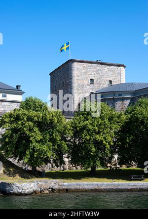 Vaxholm Festung im Stockholmer Archipel Stockfoto