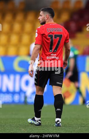 Alessandro Garofalo/LaPresse 07. Februar 2021 Benevento, Italien Sportfußball Benevento vs Sampdoria - Italienische Fußballmeisterschaft Liga A Tim 2020/2021 - Vigorito Stadion. Im Bild: Gianluca Caprari Benevento Stockfoto