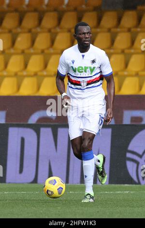 Alessandro Garofalo/LaPresse 07. Februar 2021 Benevento, Italien Sportfußball Benevento vs Sampdoria - Italienische Fußballmeisterschaft Liga A Tim 2020/2021 - Vigorito Stadion. Im Bild: Omar Colley Sampdoria Stockfoto