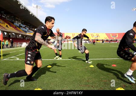 Alessandro Garofalo/LaPresse 07. Februar 2021 Benevento, Italien Sportfußball Benevento vs Sampdoria - Italienische Fußballmeisterschaft Liga A Tim 2020/2021 - Vigorito Stadion. Im Bild: Gianluca Lapadula Benevento Stockfoto