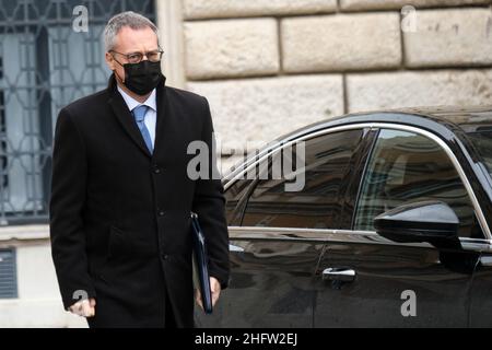 Mauro Scrobogna /LaPresse 10. Februar 2021&#xa0; Rom, Italien politische Abgeordnetenkammer Konsultationen auf dem Foto: Carlo Bonomi Confindustria Präsident Stockfoto