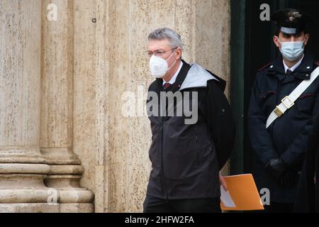 Mauro Scrobogna /LaPresse 10. Februar 2021&#xa0; Rom, Italien Konsultationen der Politischen Abgeordnetenkammer auf dem Foto: Maurizio Landini CGIL-Sekretär Stockfoto