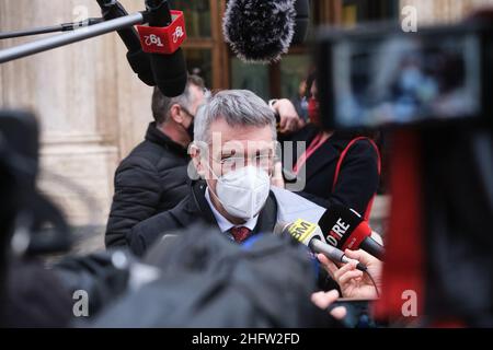 Mauro Scrobogna /LaPresse 10. Februar 2021&#xa0; Rom, Italien Konsultationen der Politischen Abgeordnetenkammer auf dem Foto: Maurizio Landini CGIL-Sekretär Stockfoto