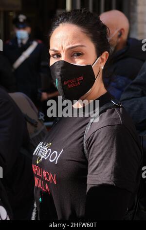 Mauro Scrobogna /LaPresse 18. Februar 2021 Rom, Italien Nachrichten Wirtschaftskrise - Whirlpool Neapel Protest auf dem Foto: präsidium der Whirlpool-Arbeiter in Neapel unter dem Ministerium für wirtschaftliche Entwicklung Stockfoto