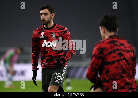 LaPresse - Marco Alpozzi 18. Februar 2021 Turin, Italien Sportfußball Real Sociedad vs Manchester United - UEFA Europa League 2020 2021- Runde von 32, 1st Teilstrecken im Bild: Bruno Fernandes (Manchester United); Stockfoto