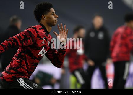 LaPresse - Marco Alpozzi 18. Februar 2021 Turin, Italien Sportfußball Real Sociedad vs Manchester United - UEFA Europa League 2020 2021- Runde von 32, 1st Teilstrecken im Bild: Marcus Rashford (Manchester United); Stockfoto