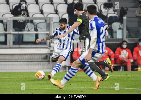 LaPresse - Marco Alpozzi 18. Februar 2021 Turin, Italien Sportfußball Real Sociedad vs Manchester United - UEFA Europa League 2020 2021- Runde von 32, 1st Etappe im Bild: Portu (Real Sociedad); Stockfoto