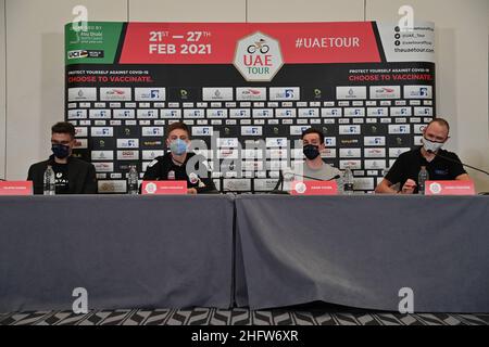 Gian Mattia D'Alberto - LaPresse 20. Februar 2021 Abu Dhabi (Vereinigte Arabische Emirate) Sport Cycling UAE Tour 2021 Pressekonferenz der besten Fahrer im Bild: Pressekonferenz Stockfoto