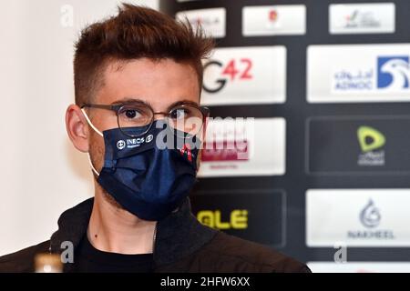 Gian Mattia D'Alberto - LaPresse 20. Februar 2021 Abu Dhabi (Vereinigte Arabische Emirate) Sport Cycling UAE Tour 2021 Pressekonferenz der besten Fahrer im Bild: Filippo Ganna Stockfoto