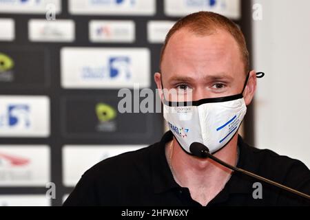 Gian Mattia D'Alberto - LaPresse 20. Februar 2021 Abu Dhabi (Vereinigte Arabische Emirate) Sport Cycling UAE Tour 2021 Pressekonferenz der besten Fahrer im Bild: Chris Froome Stockfoto