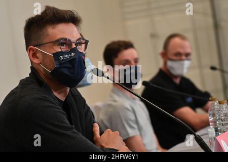 Gian Mattia D'Alberto - LaPresse 20. Februar 2021 Abu Dhabi (Vereinigte Arabische Emirate) Sport Cycling UAE Tour 2021 Pressekonferenz der besten Fahrer im Bild: Filippo Ganna Stockfoto