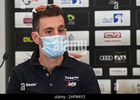 Gian Mattia D'Alberto - LaPresse 20. Februar 2021 Abu Dhabi (Vereinigte Arabische Emirate) Sport Cycling UAE Tour 2021 Pressekonferenz der besten Fahrer im Bild: Vincenzo Nibali Stockfoto