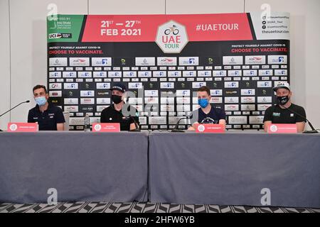 Gian Mattia D'Alberto - LaPresse 20. Februar 2021 Abu Dhabi (Vereinigte Arabische Emirate) Sport Cycling UAE Tour 2021 Pressekonferenz der besten Fahrer im Bild: Pressekonferenz Stockfoto