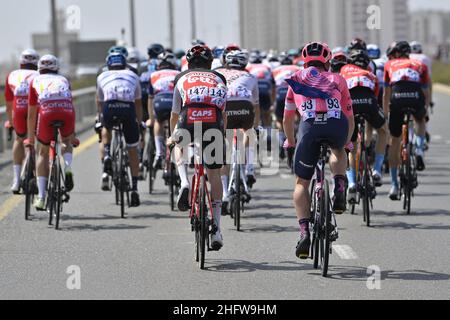 LaPresse - Fabio Ferrari 24. Februar 2021 Abu Dhabi (Vereinigte Arabische Emirate) Sport Cycling UAE Tour 2021 -DUBAI STAGE- Etappe 4 - von der Insel Marjan bis zur Insel Marjan im Bild: Während des Rennens Stockfoto