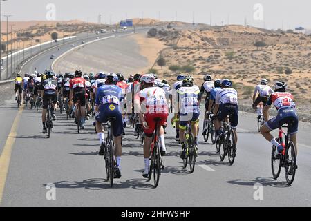 LaPresse - Fabio Ferrari 24. Februar 2021 Abu Dhabi (Vereinigte Arabische Emirate) Sport Cycling UAE Tour 2021 -DUBAI STAGE- Etappe 4 - von der Insel Marjan bis zur Insel Marjan im Bild: Während des Rennens Stockfoto