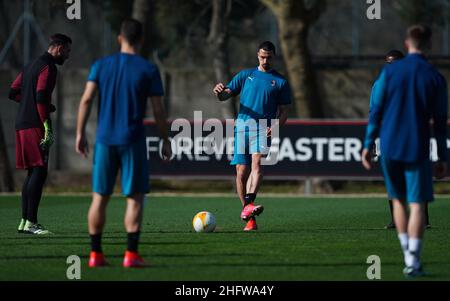 LaPresse - Spada Februar 24 , 2021 Carnago , Varese ( Italien ) Sport Soccer A.C. Mailand- Saison 2020-2021 - Europa League Milanello Sports Center - Trainingseinheit auf dem Bild: Zlatan Ibrahimovic Stockfoto