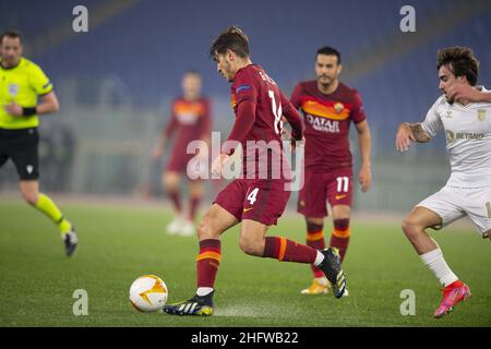 Fabio Rossi/AS Roma/LaPresse 25/02/2021 Rom (Italien) Sport Soccer Roma-Braga Runde von 32 , 2st Teilstrecken - Europa League 2020/2021 - Olympiastadion im Bild: Gonzalo Villar Stockfoto