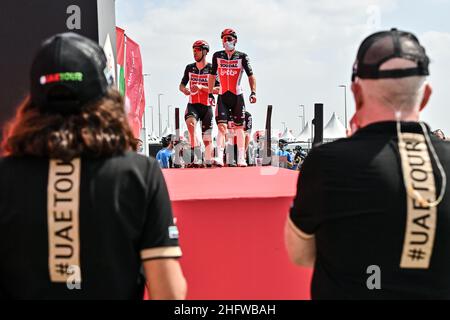 Gian Mattia D'Alberto - LaPresse 26. Februar 2021 Dubai (Vereinigte Arabische Emirate) Sport Cycling VAE Tour 2021 -DUBAI ETAPPE- Etappe 6 - von den Deira Inseln A Dubai - Palm Jumeriah im Bild: Lotto Soudal Stockfoto