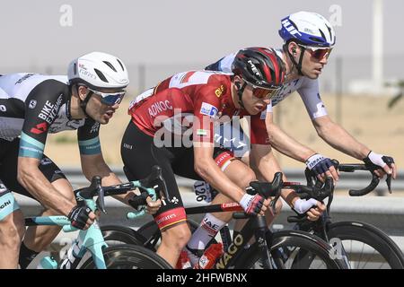 LaPresse - Fabio Ferrari 26. Februar 2021 Dubai (Vereinigte Arabische Emirate) Sport Cycling VAE Tour 2021 -DUBAI ETAPPE- Etappe 6 - von Dubai - Deira Inseln nach Dubai - Palm Jumeriah im Bild: Während des Rennens. Stockfoto