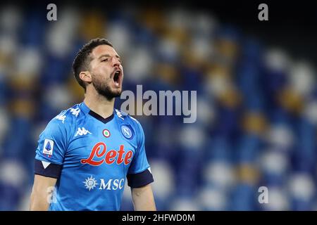 Alessandro Garofalo/LaPresse 28. Februar 2021 Neapel, Italien Sportfußball Napoli vs Benevento - Italienische Fußballmeisterschaft League A Tim 2020/2021 - Diego Armando Maradona Stadion. Im Bild: Dries Mertens (SSC Napoli) Stockfoto