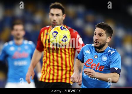 Alessandro Garofalo/LaPresse 28. Februar 2021 Neapel, Italien Sportfußball Napoli vs Benevento - Italienische Fußballmeisterschaft League A Tim 2020/2021 - Diego Armando Maradona Stadion. Im Bild: Dries Mertens (SSC Napoli) Stockfoto