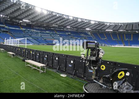 Foto Alfredo Falcone - LaPresse02/03/2021 Roma ( Italia)Sport CalcioLazio - TorinoCampionato di Calcio Serie A Tim 2020 2021 - Stadio Olimpico di RomaNella foto: Telecamera a bordo campoFoto Alfredo Falcone - LaPresse02/03/2021 Roma (Italien)Sport SoccerLazio - TorinoItalienische Fußball-Meisterschaft Liga A Tim 2020 2021 - Olimpico Stadion von Romain das Bild: Pitch-Kamera Stockfoto