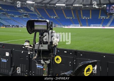 Foto Alfredo Falcone - LaPresse02/03/2021 Roma ( Italia)Sport CalcioLazio - TorinoCampionato di Calcio Serie A Tim 2020 2021 - Stadio Olimpico di RomaNella foto: Telecamera a bordo campoFoto Alfredo Falcone - LaPresse02/03/2021 Roma (Italien)Sport SoccerLazio - TorinoItalienische Fußball-Meisterschaft Liga A Tim 2020 2021 - Olimpico Stadion von Romain das Bild: Pitch-Kamera Stockfoto