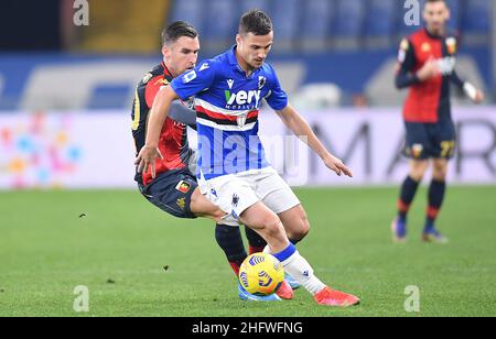 LaPresse - Tano Pecoraro 03 März 2021 Stadt Genua - (Italien) Sport Soccer Genua vs Sampdoria Italienische Fußballmeisterschaft Liga A Tim 2020/2021 - 'Luigi Ferraris' Stadion auf dem Bild: Verre, strootman Stockfoto