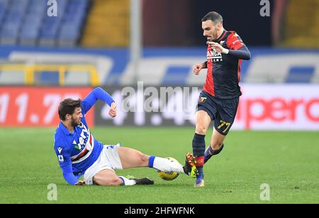 LaPresse - Tano Pecoraro 03 März 2021 Stadt Genua - (Italien) Sport Soccer Genua vs Sampdoria Italienische Fußballmeisterschaft Liga A Tim 2020/2021 - 'Luigi Ferraris' Stadion im Bild: Zappacosta, bereszynski Stockfoto