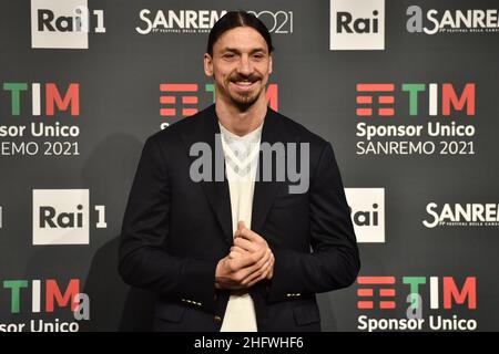 LaPresse/Matteo Rasero 05-03-2021 Sanremo - Italien Entertainment Sanremo 2021, Fotocall Zlatan Ibrahimovic auf dem Bild: Zlatan Ibrahimovic Stockfoto