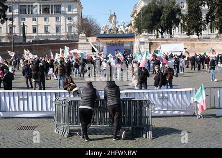 Mauro Scrobogna/LaPresse 10. März 2021  Rom, Italien Nachrichten Protest der Mehrwertsteuerarbeiter in Rom auf dem Foto: Demonstration auf der Piazza del Popolo Stockfoto
