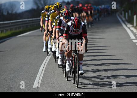 Marco Alpozzi - LaPresse März, 13 2021 Terni (Italien) Sport Radfahren Tirreno-Adriatico Eolo 2021 Etappe 4 Terni - Prati di Tivo 148 km im Bild das Rennen Stockfoto