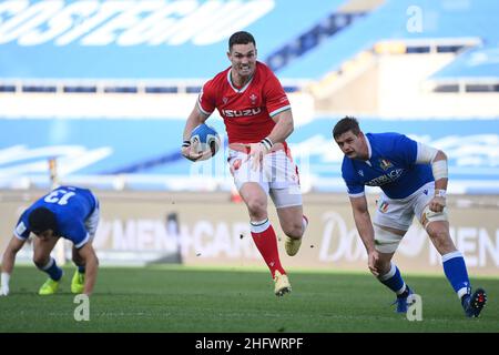 Foto Alfredo Falcone - LaPresse 13/03/2021 Roma ( Italia) Sport Rugby Italia - Galles 6 Nazioni - Stadio Olimpico di Roma Nella foto:GEORGE NORTH Foto Alfredo Falcone - LaPresse 13/03/2021 Roma (Italien) Sport Rugby Italia - Galles Six Nations - Olimpico Stadium of Roma im Bild:GEORGE NORTH Stockfoto