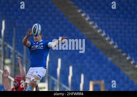 Foto Alfredo Falcone - LaPresse 13/03/2021 Roma ( Italia) Sport Rugby Italia - Galles 6 Nazioni - Stadio Olimpico di Roma Nella foto:Niccolò CANNONE Foto Alfredo Falcone - LaPresse 13/03/2021 Roma (Italien) Sport Rugby Italia - Galles Six Nations - Olimpico Stadium of Roma im Bild:Niccolò CANNONE Stockfoto