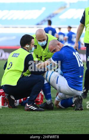 Foto Alfredo Falcone - LaPresse 13/03/2021 Roma ( Italia) Sport Rugby Italia - Galles 6 Nazioni - Stadio Olimpico di Roma Nella foto:MARCO LAZZARONI Foto Alfredo Falcone - LaPresse 13/03/2021 Roma (Italien) Sport Rugby Italia - Galles Six Nations - Olimpico Stadium of Roma im Bild:MARCO LAZZARONI Stockfoto