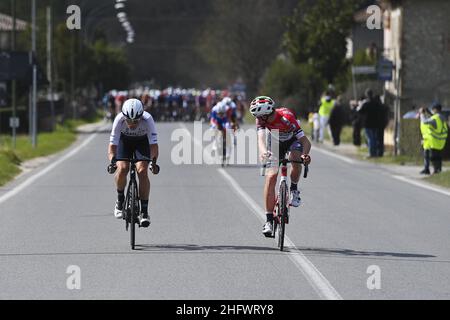 Marco Alpozzi - LaPresse März, 13 2021 Terni (Italien) Sport Radfahren Tirreno-Adriatico Eolo 2021 Etappe 4 Terni - Prati di Tivo 148 km im Bild: Das Rennen Stockfoto