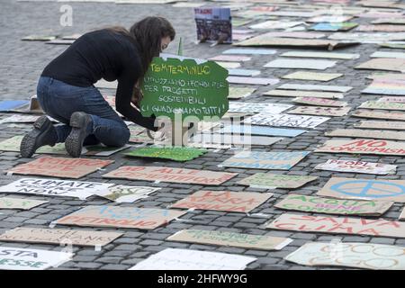 Roberto Monaldo / LaPresse 19-03-2021 Rom (Italien) Freitag für die Zukunft im Bild Ein Moment der Demonstration Stockfoto