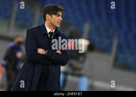 Alfredo Falcone - LaPresse 21/03/2021 Roma (Italien) Sport Soccer Roma - Napoli Italienische Fußball-Meisterschaft Liga A Tim 2020 2021 - Olimpico Stadion von Roma im Bild:paulo fonseca Stockfoto