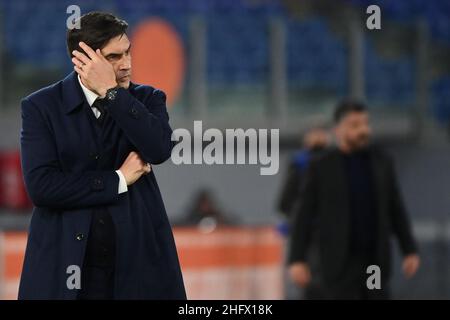 Alfredo Falcone - LaPresse 21/03/2021 Roma (Italien) Sport Soccer Roma - Napoli Italienische Fußball-Meisterschaft Liga A Tim 2020 2021 - Olimpico Stadion von Roma im Bild:paulo fonseca Stockfoto