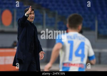 Alfredo Falcone - LaPresse 21/03/2021 Roma (Italien) Sport Soccer Roma - Napoli Italienische Fußball-Meisterschaft Liga A Tim 2020 2021 - Olimpico Stadion von Roma im Bild:paulo fonseca Stockfoto