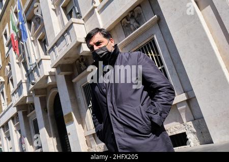 Mauro Scrobogna /LaPresse 25. März 2021 Rom, Italien Nachrichten CSM - Palamara auf dem Foto: Luca Palamara nach seiner Anhörung vor dem Obersten Justizrat Stockfoto