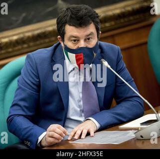 Roberto Monaldo / LaPresse 31-03-2021 Rom (Italien) Pressekonferenz von Lega Party im Bild Matteo Salvini Stockfoto