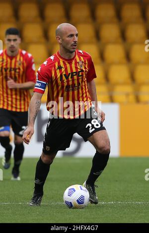 Alessandro Garofalo/LaPresse 03. April 2021 Benevento, Italien Sportfußball Benevento vs Parma - Italienische Fußballmeisterschaft League A Tim 2020/2021 - Vigorito Stadion. Im Bild: Pasquale Schiattarella (Benevento Calcio) Stockfoto