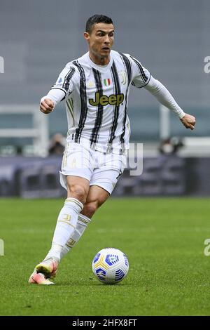 Marco Alpozzi/LaPresse 11. April 2021 Turin, Italien Sportfußball Juventus vs Genua - Italienische Fußballmeisterschaft Liga A Tim 2020/2021 - Allianz Stadion auf dem Bild: Cristiano Ronaldo (Juventus F.C.); Stockfoto