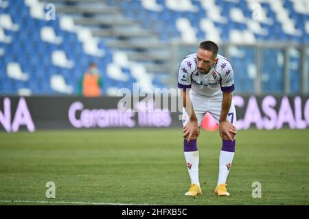 Massimo Paolone/LaPresse 17. April 2021 Reggio Emilia, Italien Sportfußball Sassuolo vs Fiorentina - Italienische Fußballmeisterschaft Liga A Tim 2020/2021 - Mapei Stadion im Bild: Franck Ribery (ACF Fiorentina) mit Kopf nach unten Stockfoto